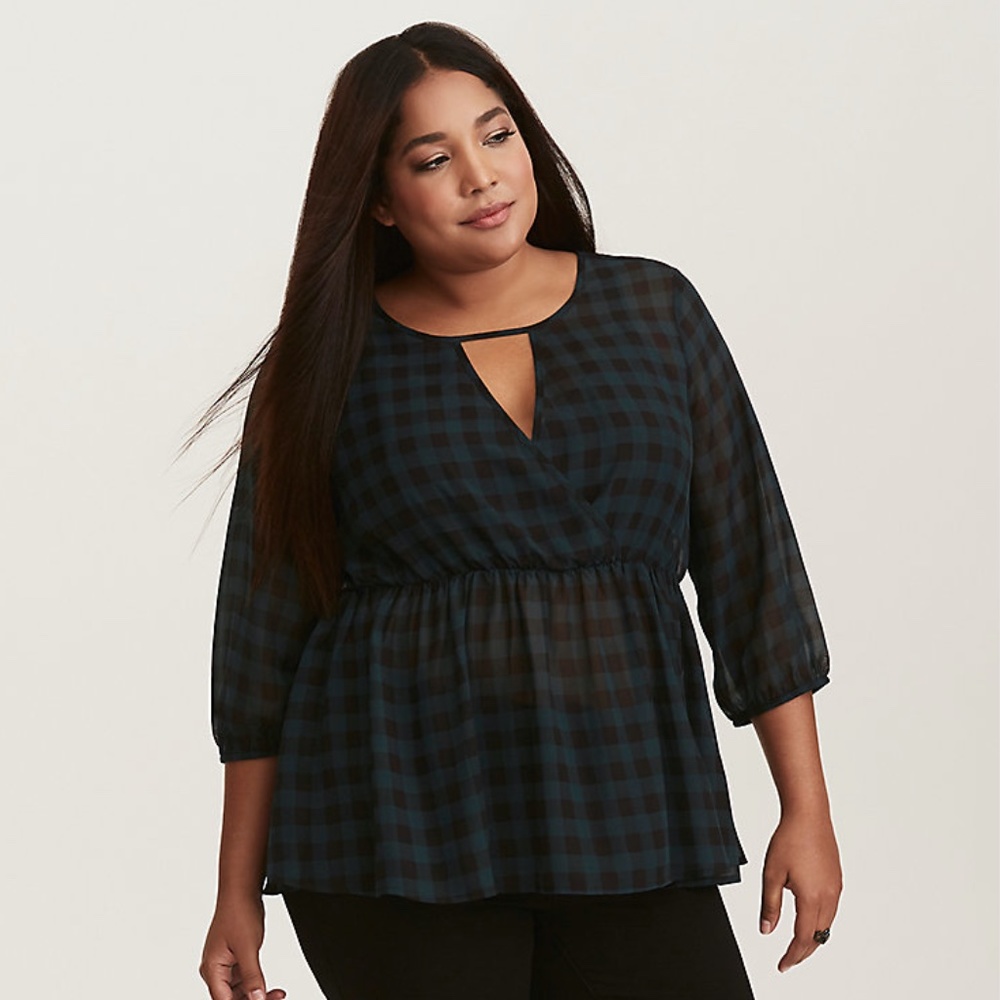 Gingham Peplum Blouse